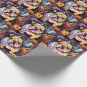Halloween Bulldog met pompoenen eng Cadeaupapier (Hoek)