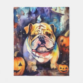 Halloween Bulldog met pompoenen eng Fleece Deken (Voorkant)