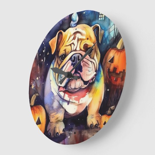 Halloween Bulldog met pompoenen eng Grote Klok (Hoek)
