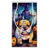 Halloween Bulldog met pompoenen eng Klein Cadeauzakje (Voorkant)