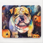 Halloween Bulldog met pompoenen eng Muismat (Voorkant)