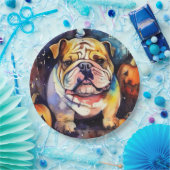 Halloween Bulldog met pompoenen eng Papieren Bordje (Feest)