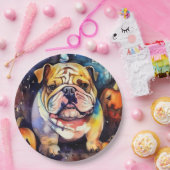 Halloween Bulldog met pompoenen eng Papieren Bordje (Feest)