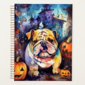 Halloween Bulldog met pompoenen eng Planner (Voorkant)