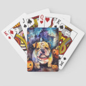 Halloween Bulldog met pompoenen eng Pokerkaarten (Achterkant)