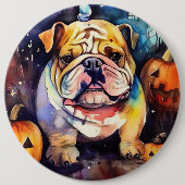 Halloween Bulldog met pompoenen eng Ronde Button 6,0 Cm (Voorkant)