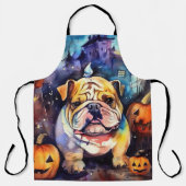 Halloween Bulldog met pompoenen eng Schort (Voorkant)