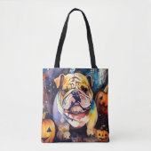 Halloween Bulldog met pompoenen eng Tote Bag (Voorkant)