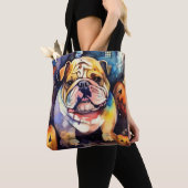 Halloween Bulldog met pompoenen eng Tote Bag (Dichtbij)