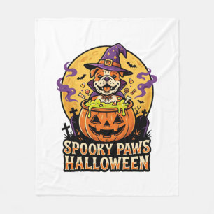 Halloween Bulldog Pompoen Nacht Fleece Deken