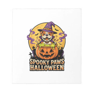 Halloween Bulldog Pompoen Nacht Notitieblok