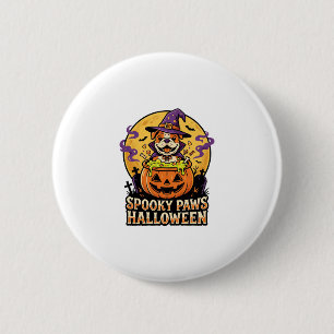 Halloween Bulldog Pompoen Nacht Ronde Button 5,7 Cm