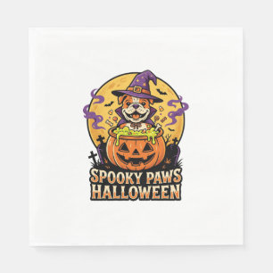 Halloween Bulldog Pompoen Nacht Servet