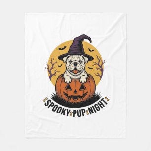 Halloween Bulldog-shirt met vintage pompoen hond A Fleece Deken