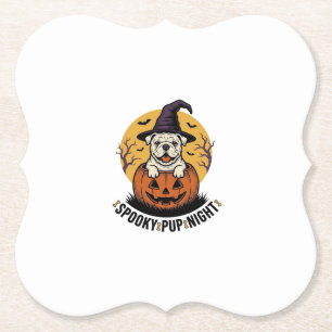 Halloween Bulldog-shirt met vintage pompoen hond A Kartonnen Onderzetters