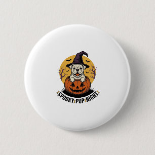 Halloween Bulldog-shirt met vintage pompoen hond A Ronde Button 5,7 Cm