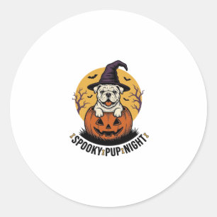Halloween Bulldog-shirt met vintage pompoen hond A Ronde Sticker