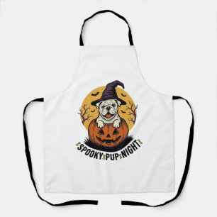 Halloween Bulldog-shirt met vintage pompoen hond A Schort