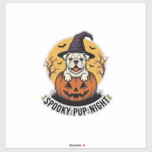 Halloween Bulldog-shirt met vintage pompoen hond A Sticker