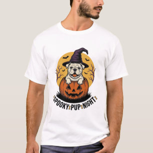 Halloween Bulldog-shirt met vintage pompoen hond A T-shirt