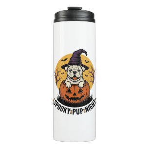 Halloween Bulldog-shirt met vintage pompoen hond A Thermosbeker