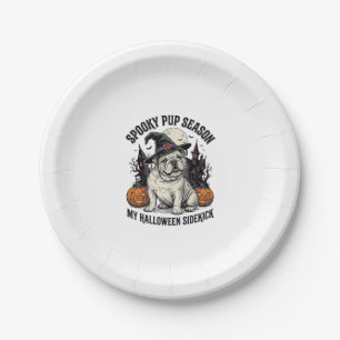 Halloween Bulldog Shirt Schattige Heks Hond Vintag Papieren Bordje