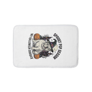 Halloween Bulldog T-shirt Schattige Heks Hond Vint Badmat
