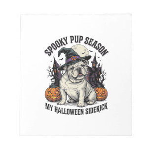 Halloween Bulldog T-shirt Schattige Heks Hond Vint Notitieblok