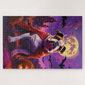 Halloween Bulldog Vampier Pompoenen Eng Legpuzzel (Horizontaal)