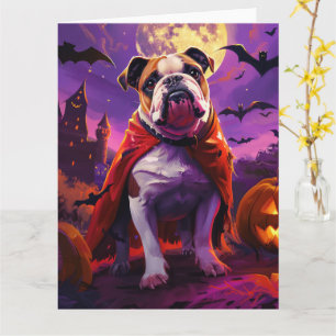 Halloween Bulldog Vampier Pompoenen Griezelen Kaart