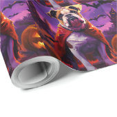 Halloween Bulldog Vampire Pumpkins eng Cadeaupapier (Rol Hoek)
