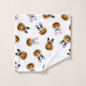 Halloween Bulldogs en Pompoenen Patroon Bad Handdoek (Wasdoekje)