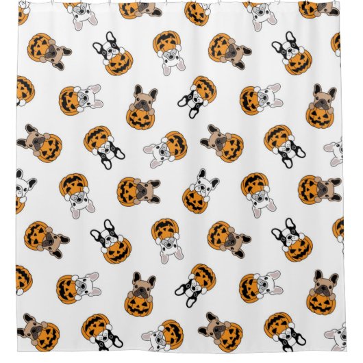 Halloween Bulldogs Pattern Douchegordijn (Voorkant)