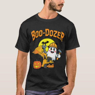 Halloween Bulldozer Bouw Truck Ghost Boo T-shirt
