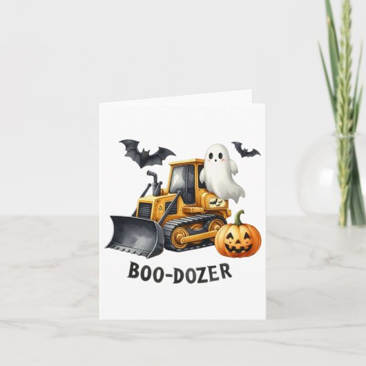 Halloween Bulldozer Bouw Trucks Ghost Hall Kaart (Voorkant)
