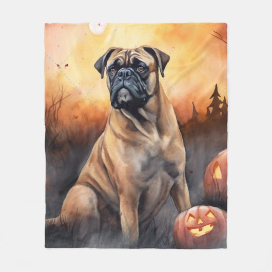 Halloween bullmastiff met pompoenen eng fleece deken (Voorkant)