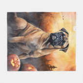 Halloween bullmastiff met pompoenen eng fleece deken (Voorkant (Horizontaal))