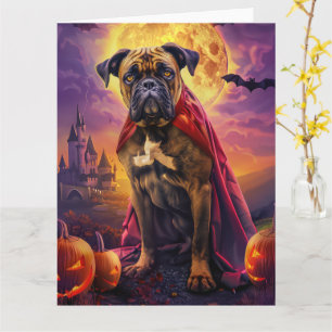 Halloween Bullmastiff Vampier Pompoenen Griezelen Kaart