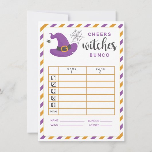 Halloween Bunco kaart Cheers Witches 2 rondes (Voorkant)