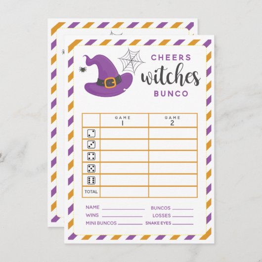 Halloween Bunco kaart Cheers Witches 2 rondes (Voorkant / Achterkant)