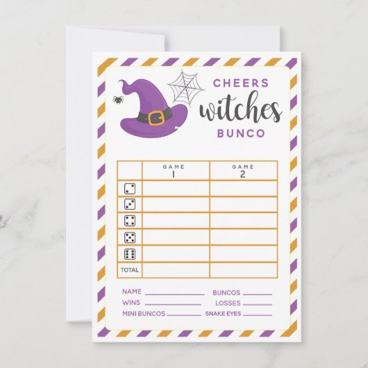 Halloween Bunco kaart Cheers Witches 2 rondes (Voorkant)