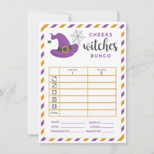 Halloween Bunco kaart Cheers Witches 2 rondes