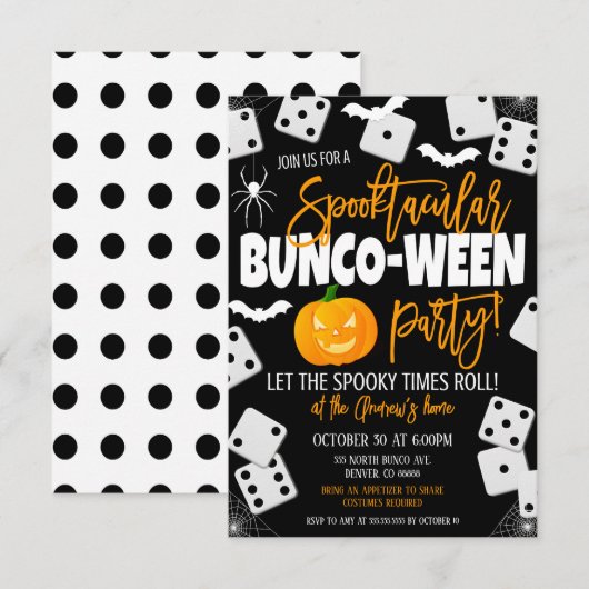 Halloween Bunco Party Invitation Kaart (Voorkant / Achterkant)