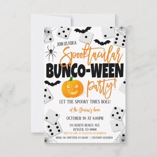 Halloween Bunco Party Invitation Kaart (Voorkant)