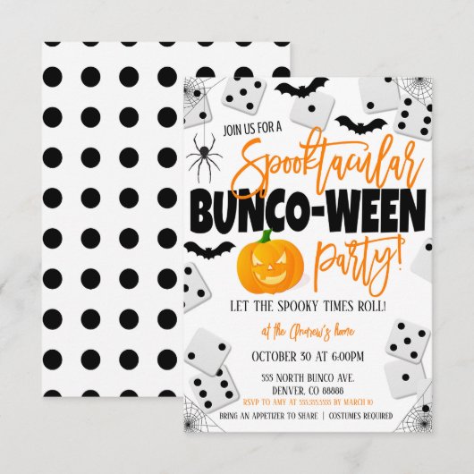 Halloween Bunco Party Invitation Kaart (Voorkant / Achterkant)