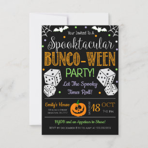 Halloween Bunco Party Invitation Kaart