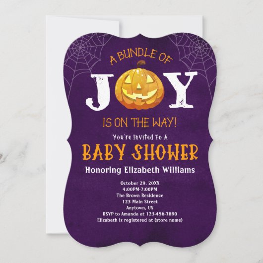 Halloween bundel joy pomkin-Baby shower Kaart (Voorkant)