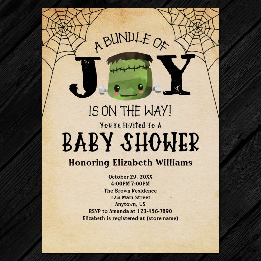 Halloween bundel van Joy Frankenstein Baby shower Kaart