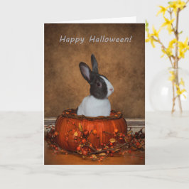 Halloween Bunny in een Wicker Pumpkin Kaart