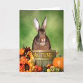 Halloween Bunny Sitting in an Autumn Wooden Basket Kaart (Voorkant)